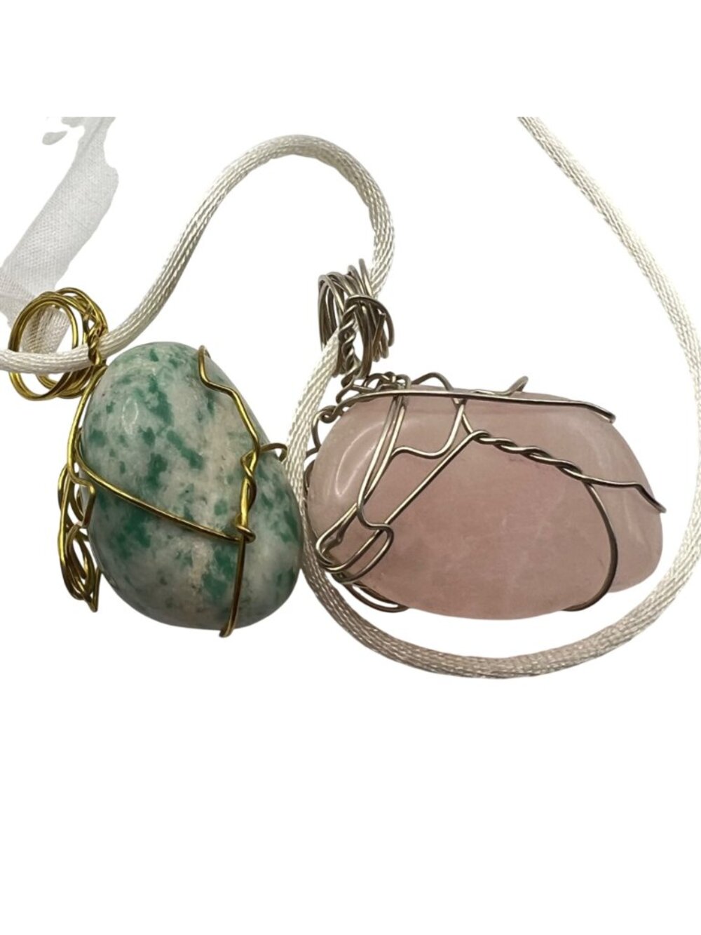 Wire Wrapped Crystal Pendant Necklaces Lot 6 Amethyst Rose Quartz Agate Healing - Picture 9 of 12